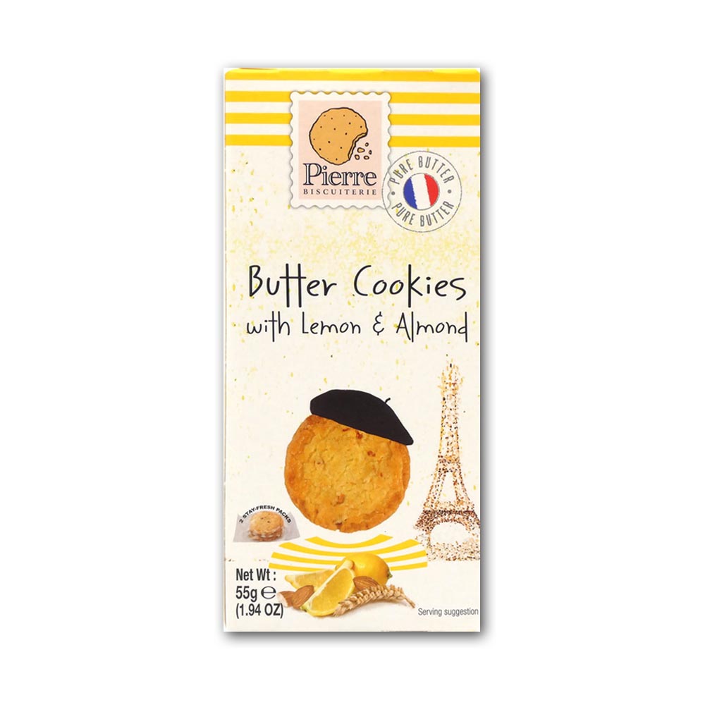ピエールビスキュイットリー バタークッキー レモン&アーモンド55g