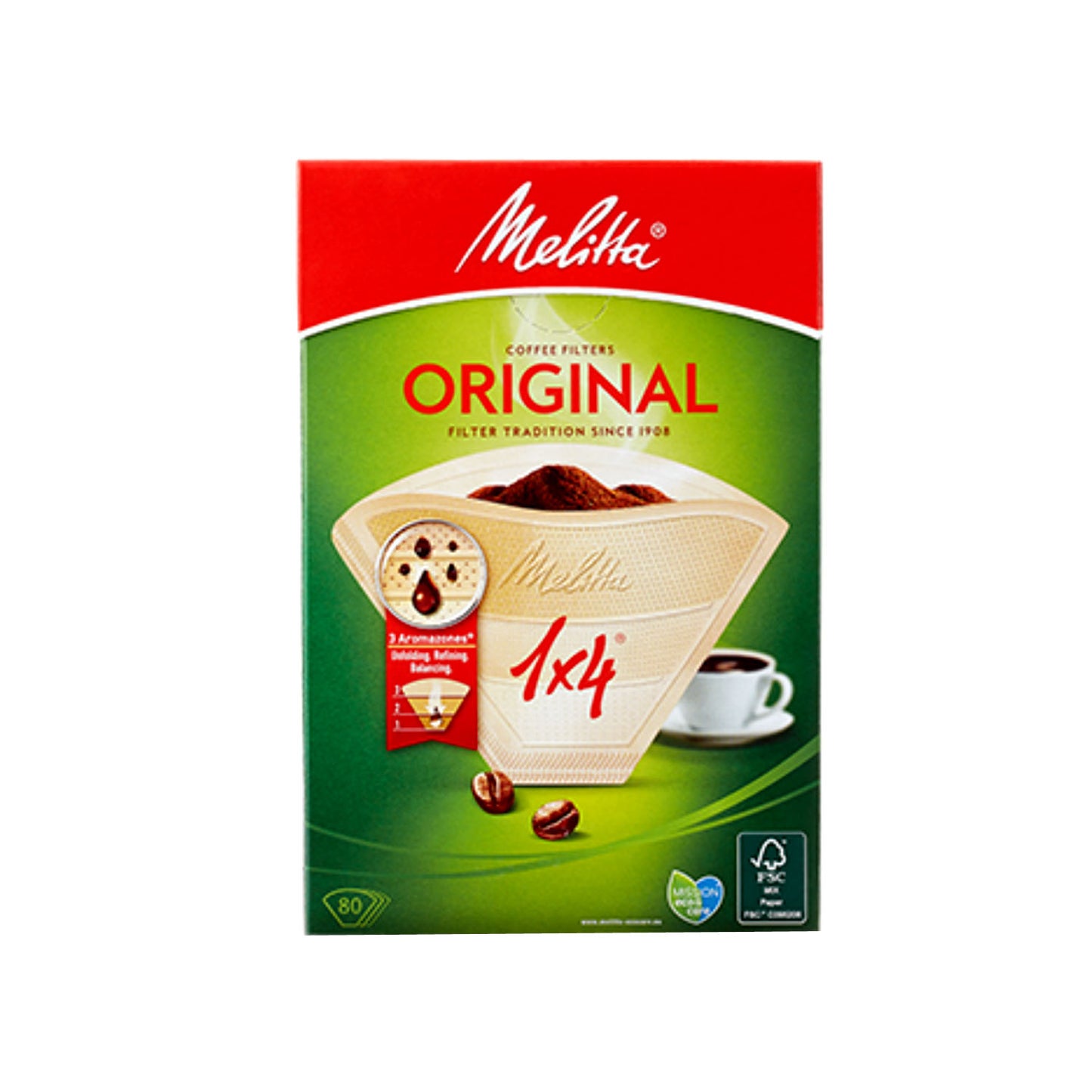 メリタ ペーパーフィルター オリジナル ナチュラルホワイト 1×4 80枚